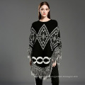 Womens Cardigan Wraps Winter gestrickte Kabel Fransen Schals Pullover Poncho (SP618)